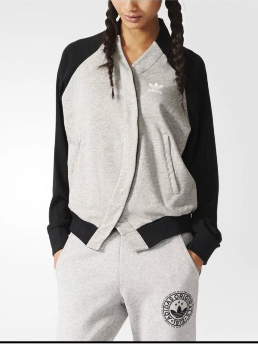 Adidas Originals Couture Track Jacket AJ7168 Gray Black Trefoil L Rare